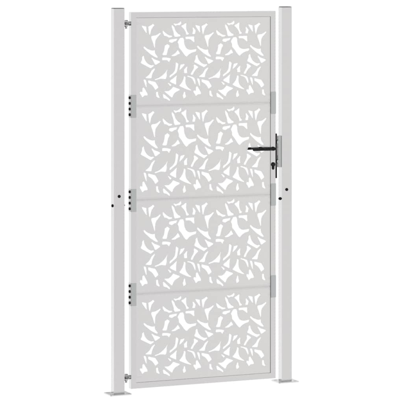 Gartentor 105x205 cm Wetterfester Stahl Blatt-Design