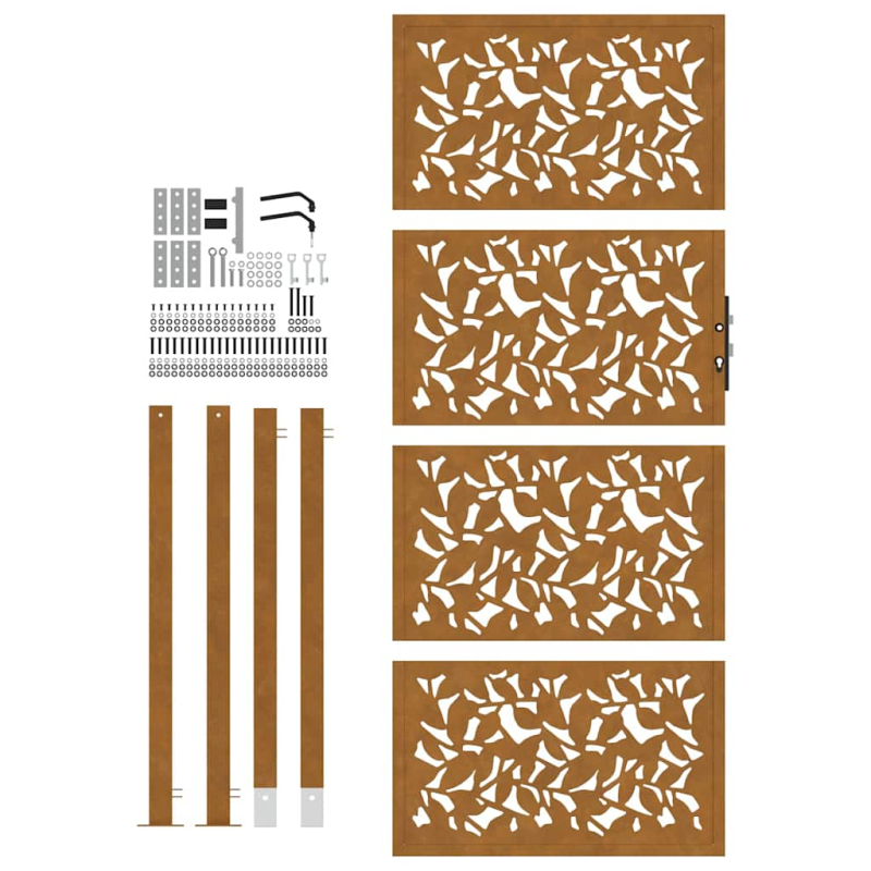 Gartentor 105x205 cm Wetterfester Stahl Blatt-Design