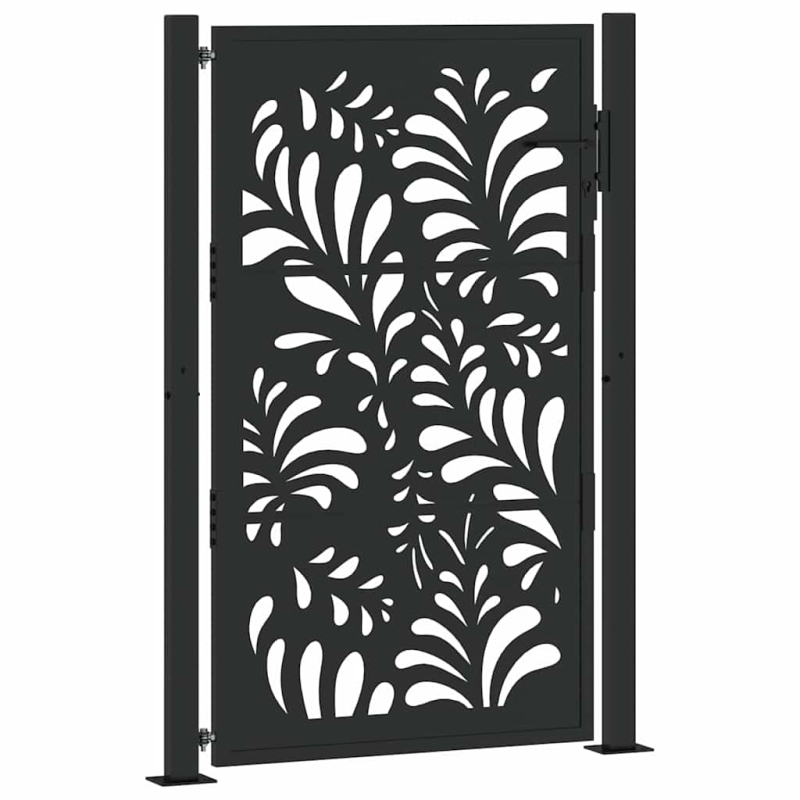 Gartentor Schwarz 105x155 cm Stahl Wellen-Design