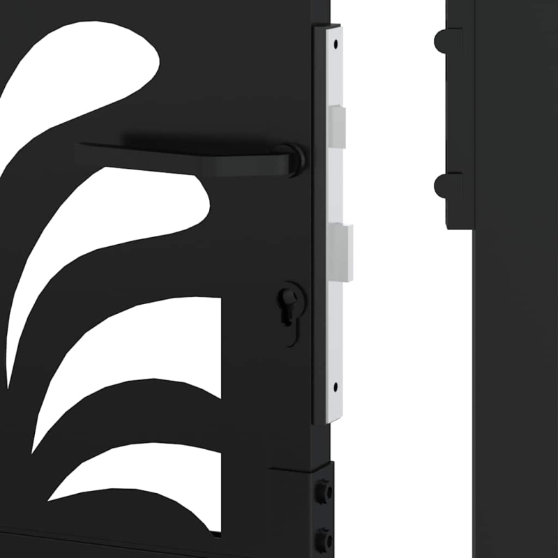 Gartentor Schwarz 105x155 cm Stahl Wellen-Design