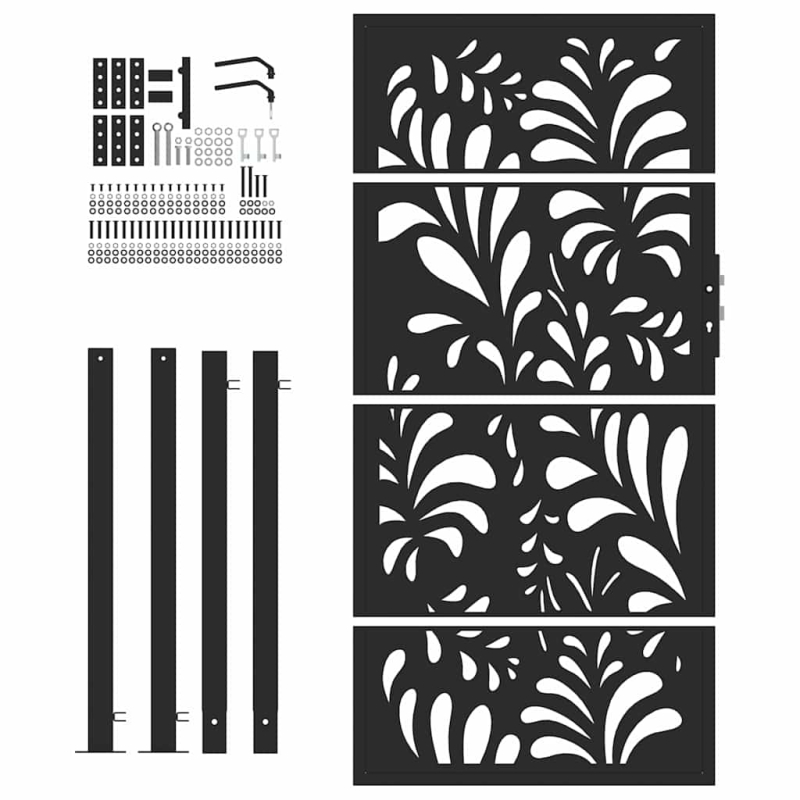 Gartentor Schwarz 105x180 cm Stahl Wellen-Design