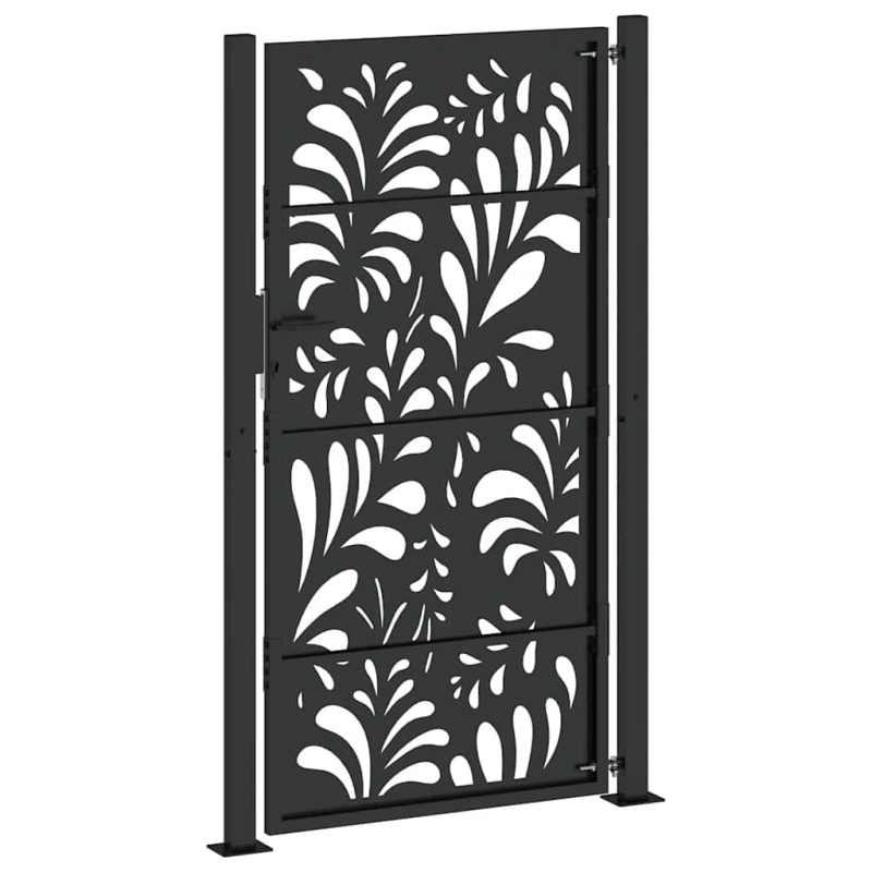 Gartentor Schwarz 105x180 cm Stahl Wellen-Design