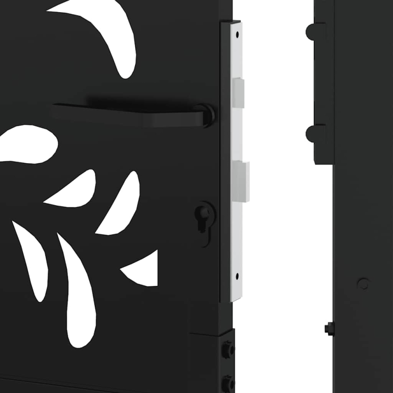 Gartentor Schwarz 105x180 cm Stahl Wellen-Design