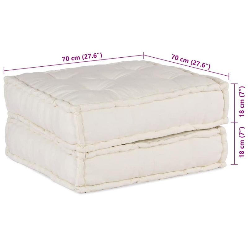 Pouf Modular Creme 70x70x36 cm Stoff