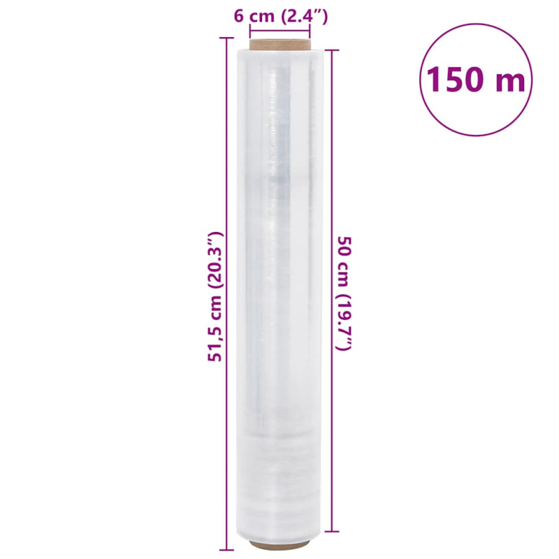 Stretchfolie 6 Stk. Transparent 23 ?m 50 cm x 150 m