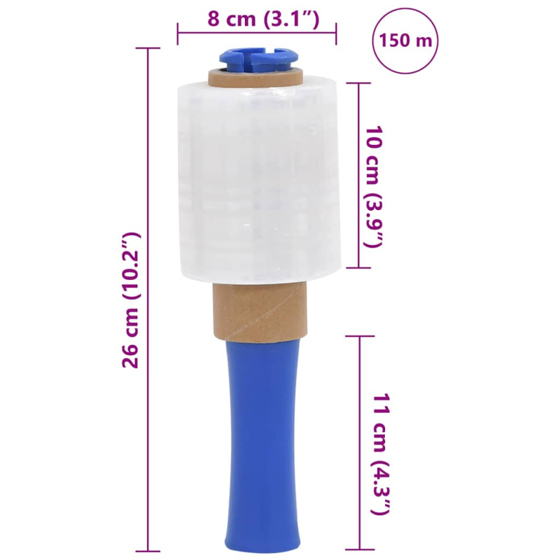 Stretchfolie mit Griff 10 Stk. Transparent 23 ?m 50 cm x 150 m