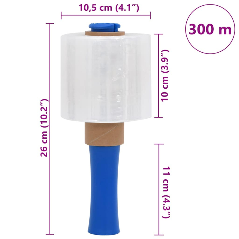 Stretchfolien 10 Stk. Transparent 23 ?m 10 cm x 300 m