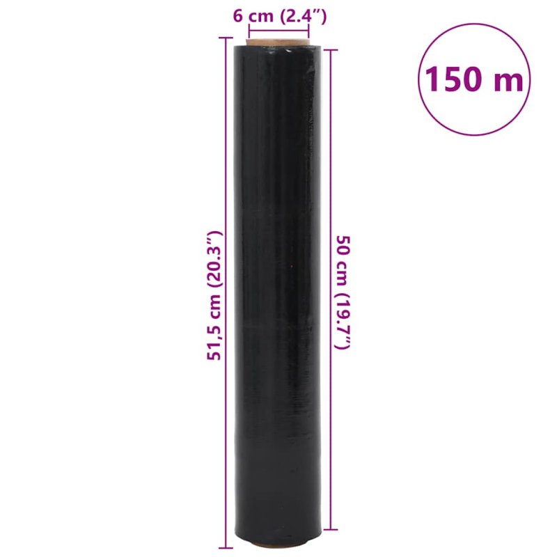 Stretchfolie 2 Stk. Schwarz 20 ?m 50 cm x 150 m