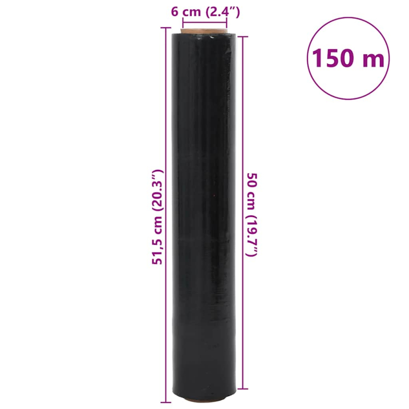 Stretchfolie 6 Stk. Schwarz 23 ?m 50 cm x 150 m