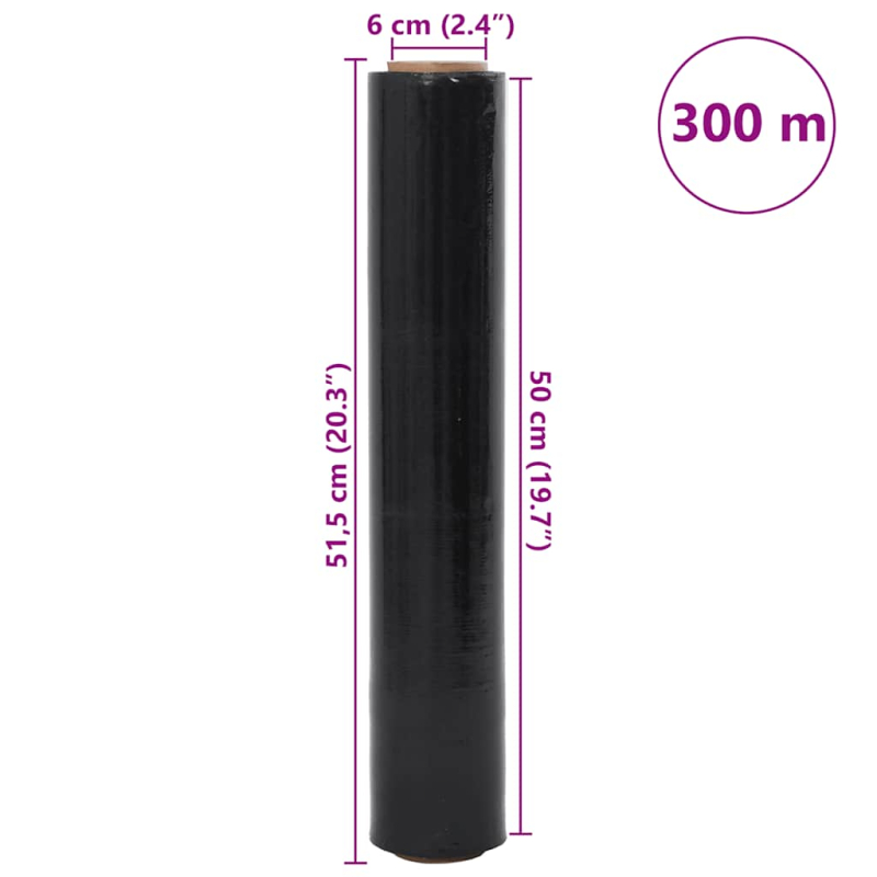 Stretchfolie 2 Stk. Schwarz 20 ?m 50 cm x 300 m