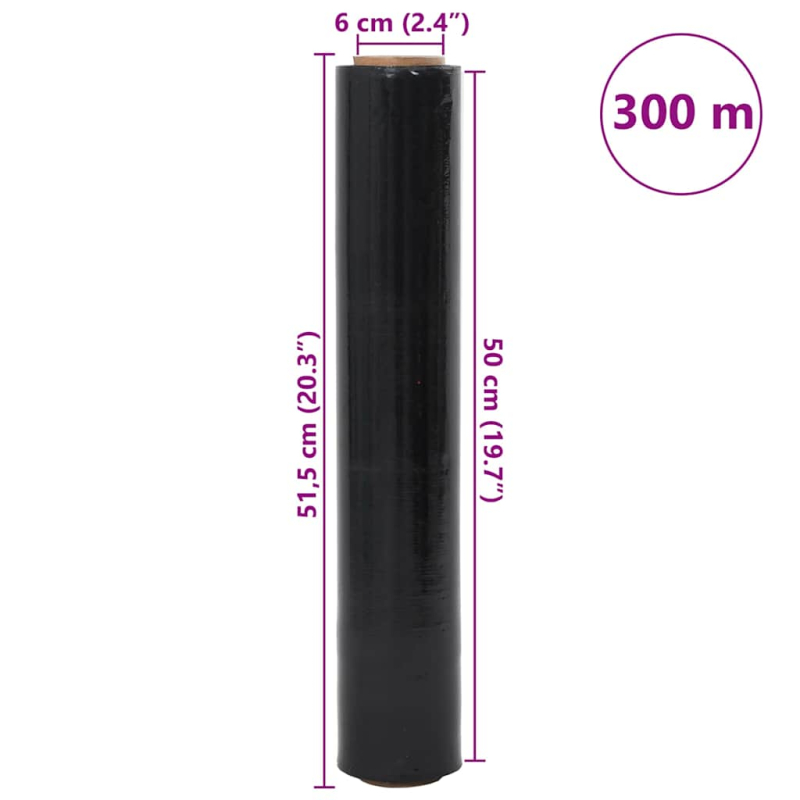 Stretchfolie 6 Stk. Schwarz 20 ?m 50 cm x 300 m