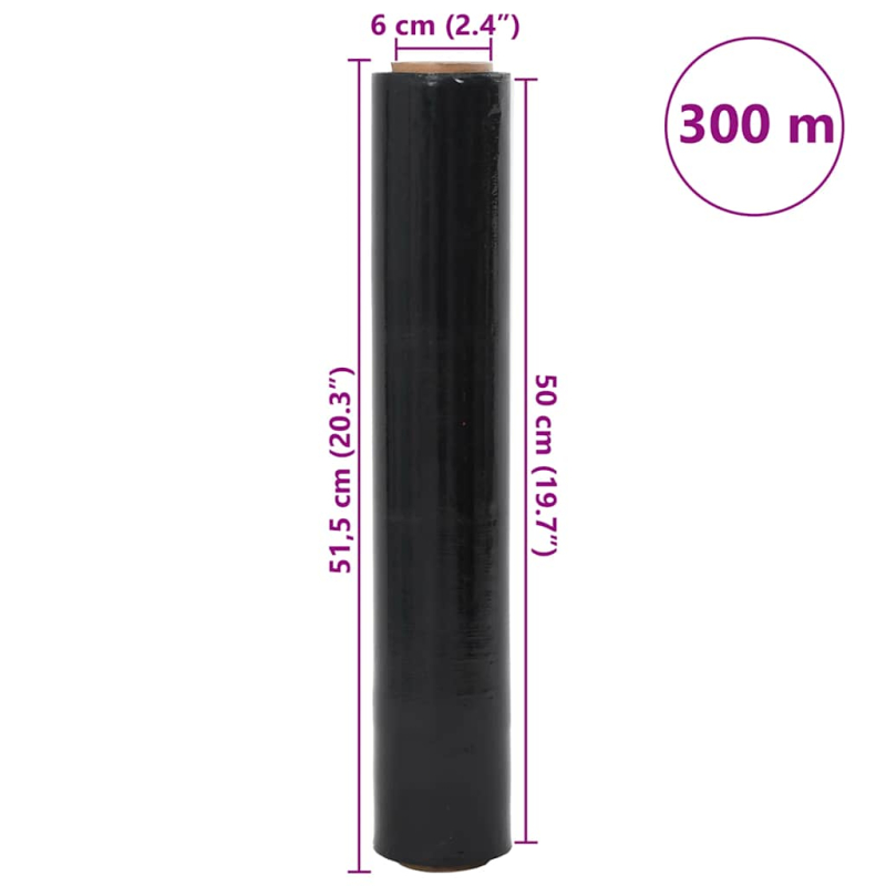Stretchfolie 6 Stk. Schwarz 30 ?m 50 cm x 300 m