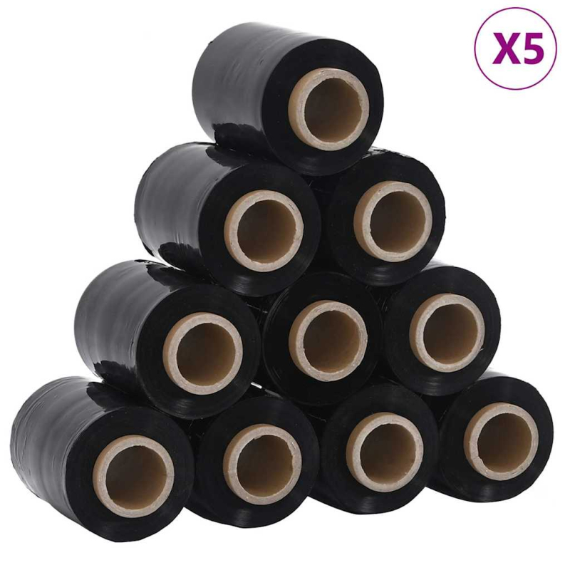 Stretchfolien 50 Stk. Schwarz 23 ?m 10 cm x 150 m
