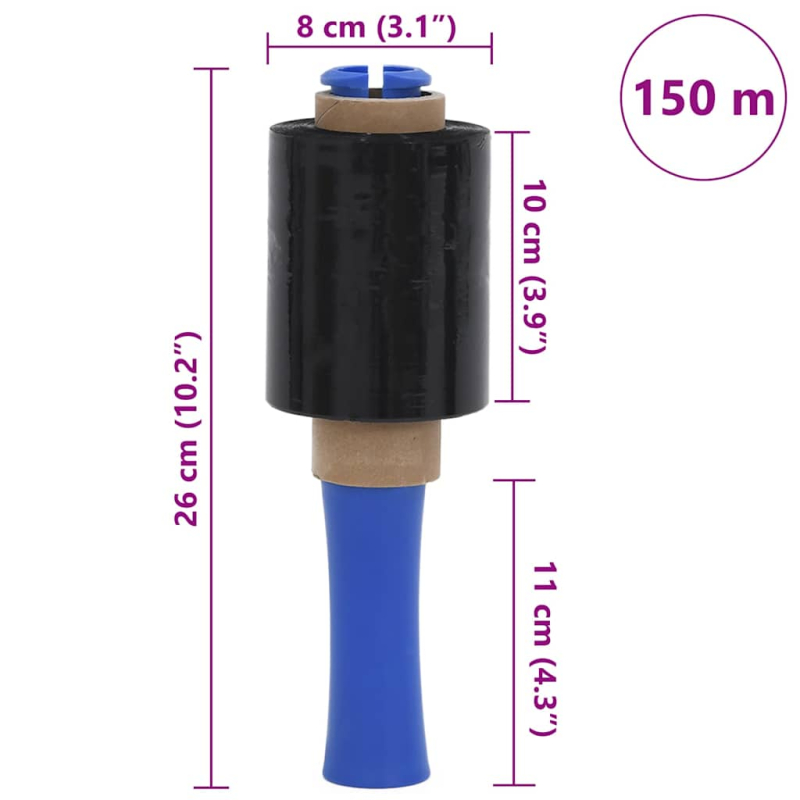 Stretchfolien 50 Stk. Schwarz 23 ?m 10 cm x 150 m