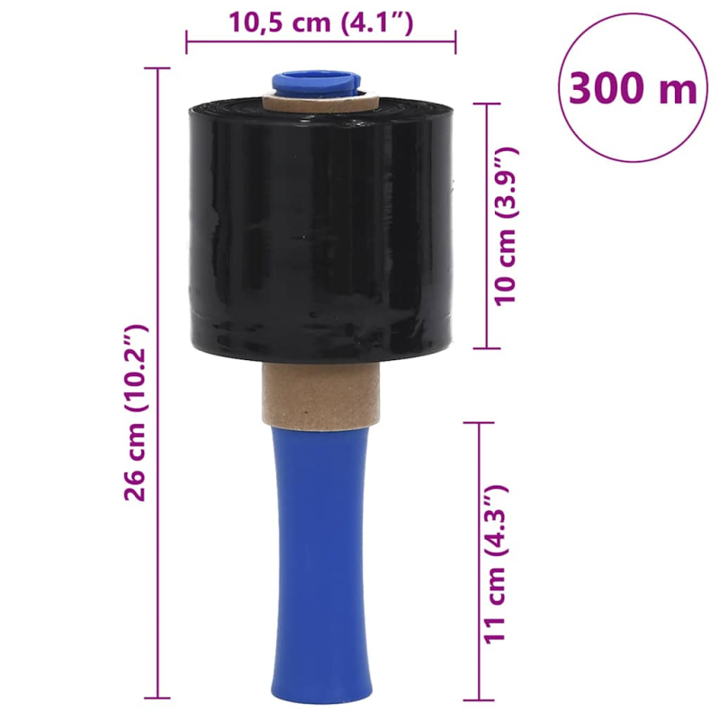 Stretchfolien 10 Stk. Schwarz 23 ?m 10 cm x 300 m