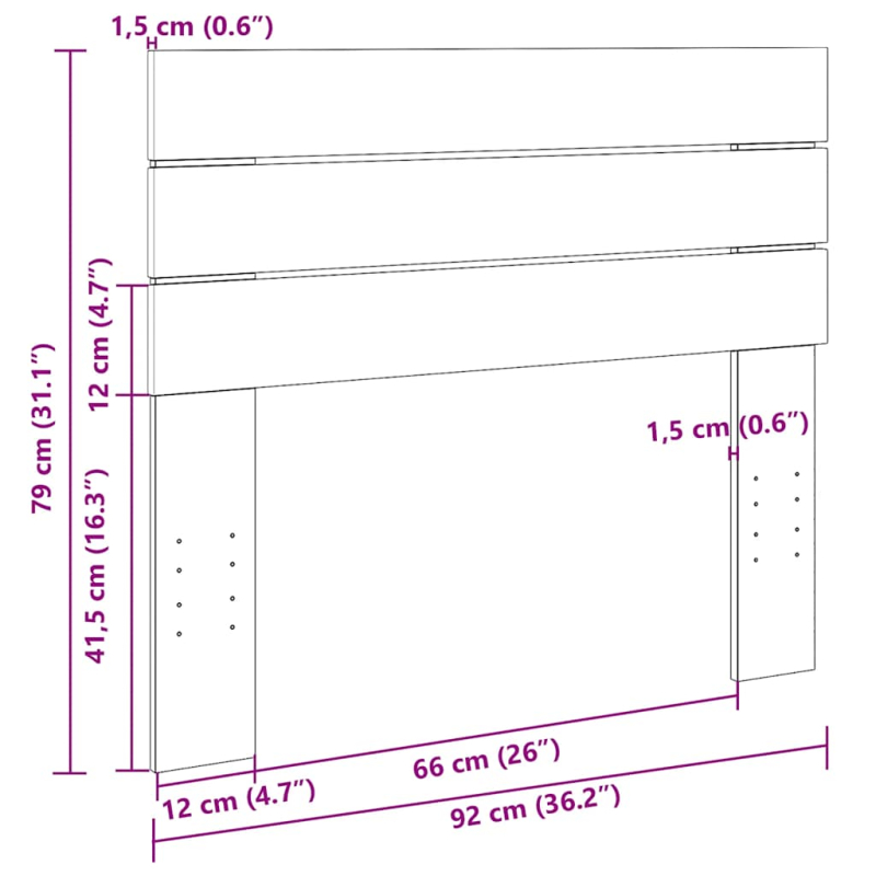 Kopfteil 90 cm Massivholz Eiche