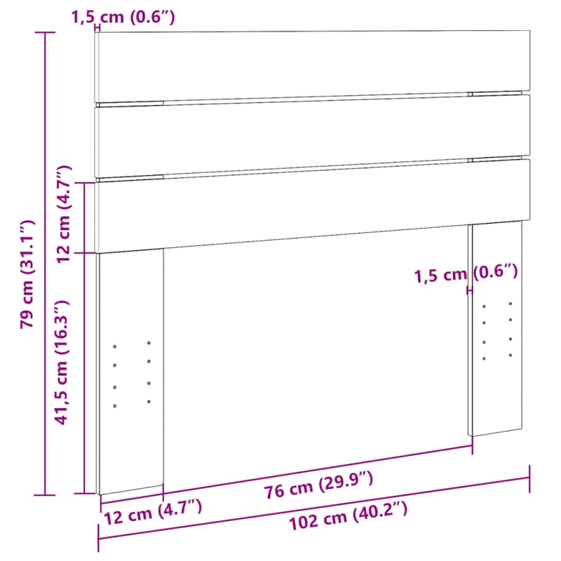 Kopfteil 100 cm Massivholz Eiche