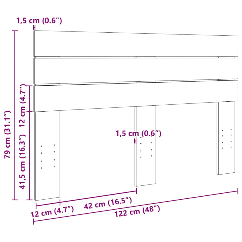 Kopfteil 120 cm Massivholz Eiche