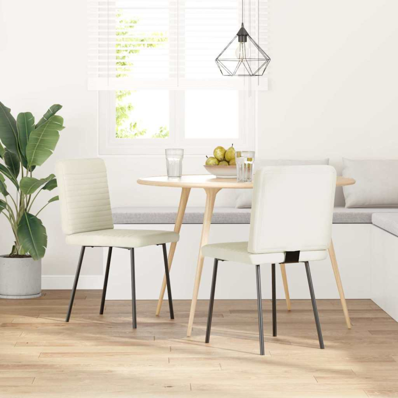 Esszimmerstühle 2 Stk. Creme Samt