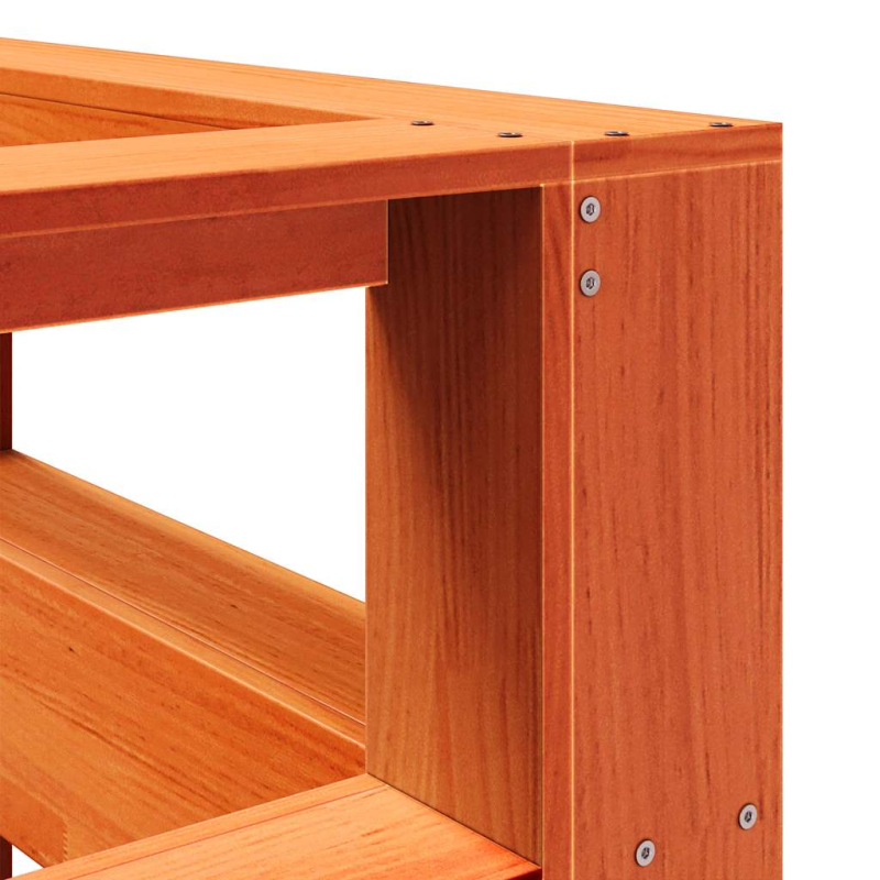 Kopfteil mit Bücherregal L-Form Wachsbraun 200 cm Massivholz