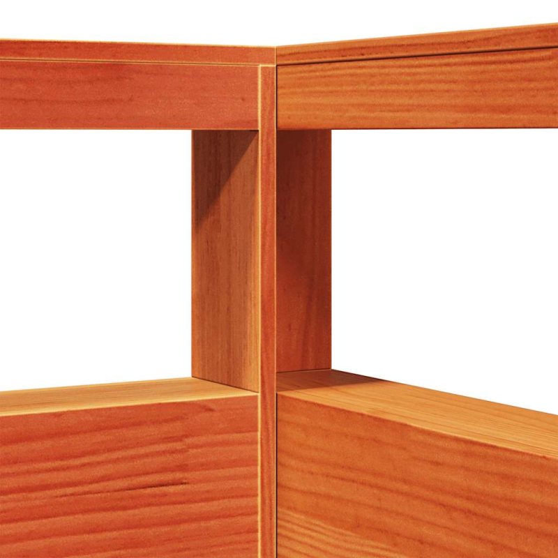 Kopfteil mit Bücherregal L-Form Wachsbraun 90 cm Massivholz