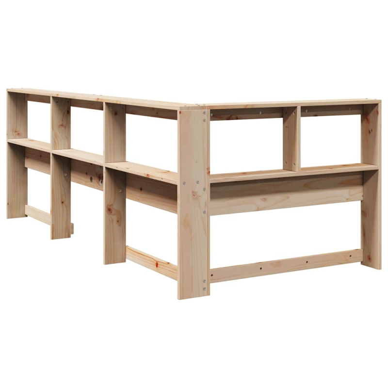 Kopfteil mit Bücherregal L-Form 80 cm Massivholz Kiefer