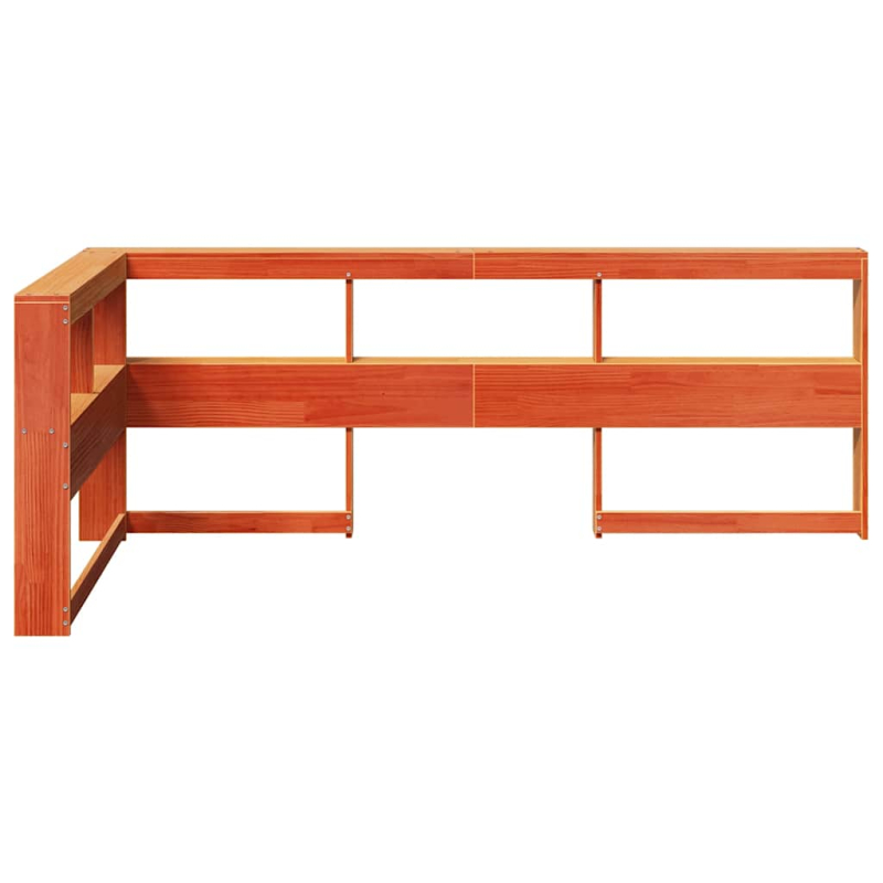 Kopfteil mit Bücherregal L-Form Wachsbraun 80 cm Massivholz
