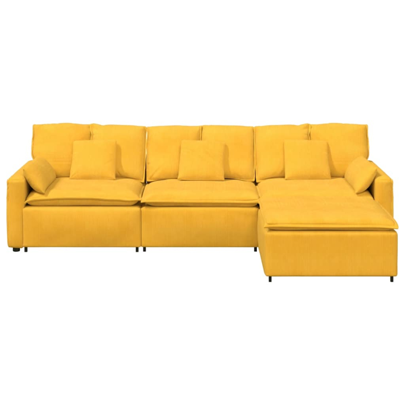 Modulares Sofa mit Fußhocker und Kissen Hellgelb