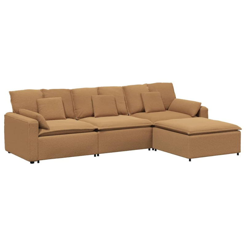 Modulares Sofa mit Fußhocker und Kissen Beige