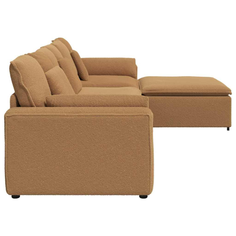 Modulares Sofa mit Fußhocker und Kissen Beige