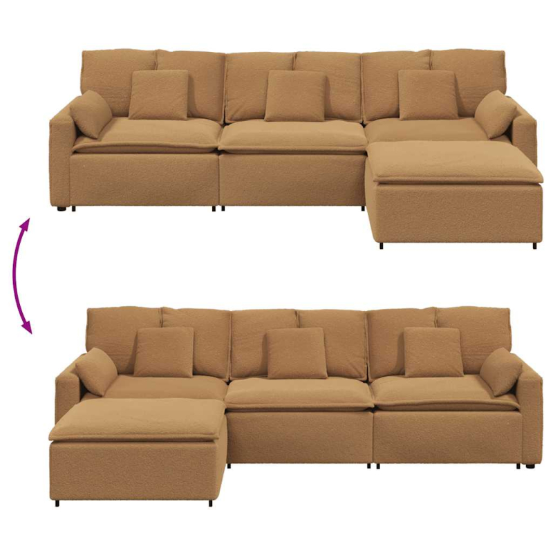 Modulares Sofa mit Fußhocker und Kissen Beige