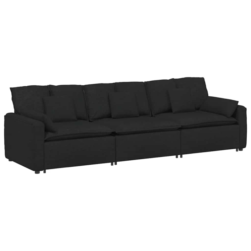 Modulares Sofa mit Kissen Schwarz