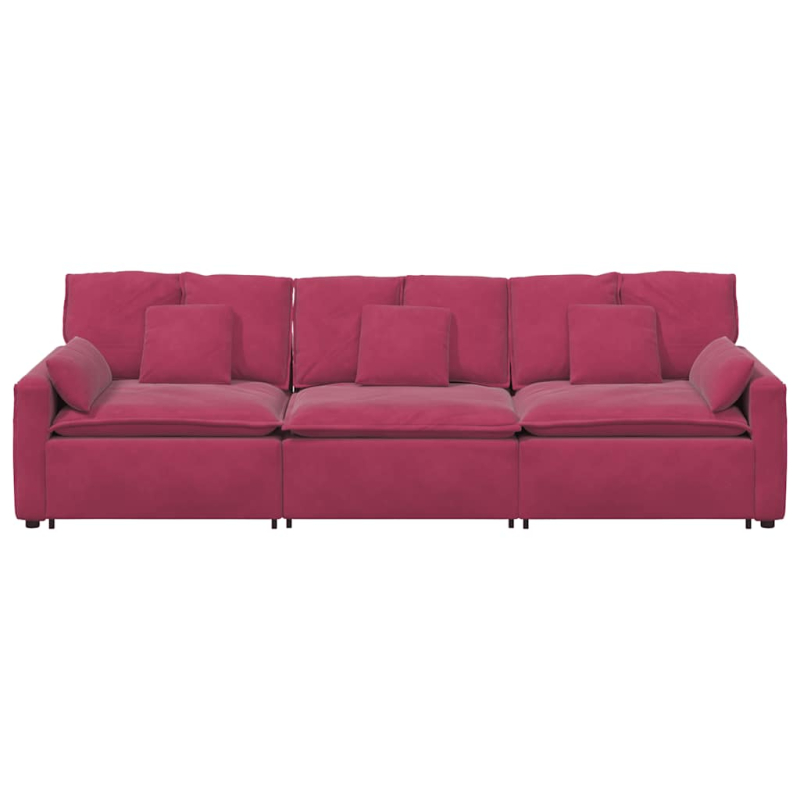 Modulares Sofa mit Kissen Weinrot