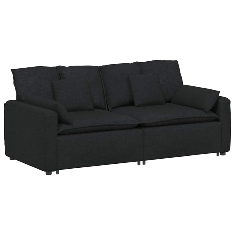 Modulares Sofa mit Kissen Schwarz