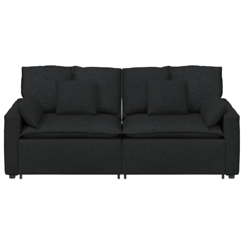 Modulares Sofa mit Kissen Schwarz