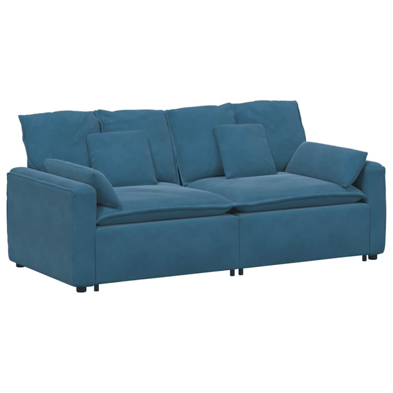 Modulares Sofa mit Kissen Blau