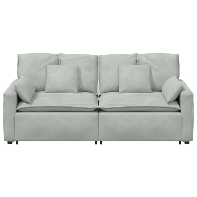 Modulares Sofa mit Kissen Hellgrau
