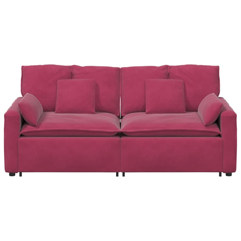Modulares Sofa mit Kissen Weinrot