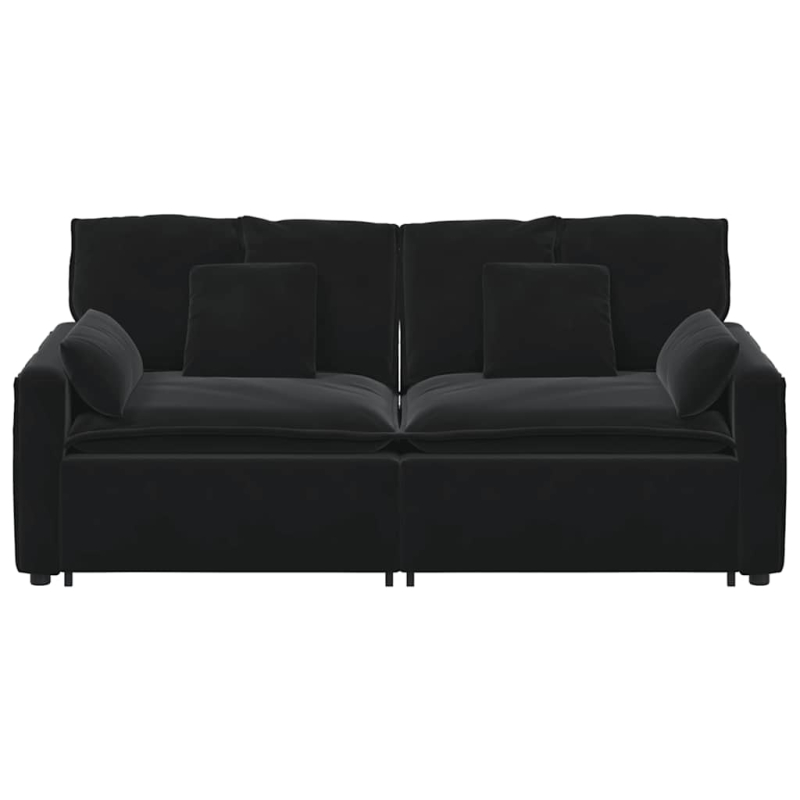 Modulares Sofa mit Kissen Schwarz