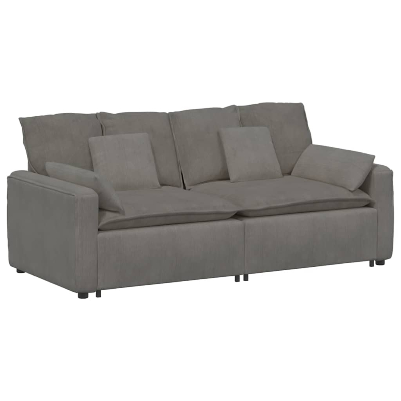 Modulares Sofa mit Kissen Hellgrau