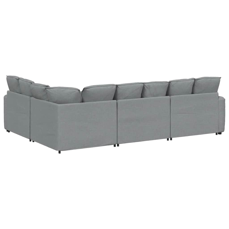Modulares Sofa mit Kissen Stoff Hellgrau