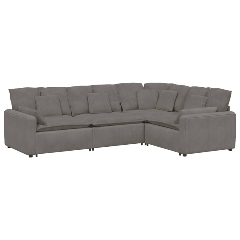Modulares Sofa mit Kissen Cordstoff Hellgrau