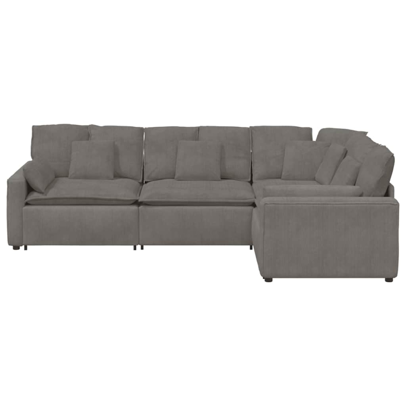 Modulares Sofa mit Kissen Cordstoff Hellgrau