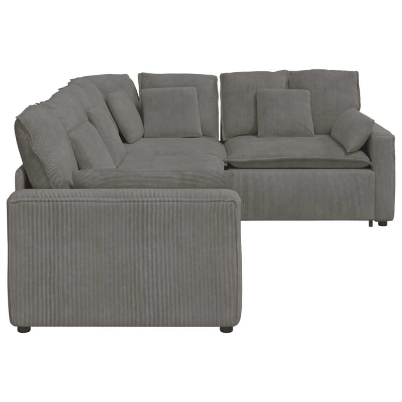 Modulares Sofa mit Kissen Cordstoff Hellgrau