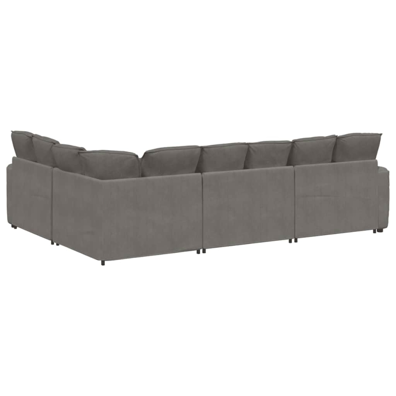 Modulares Sofa mit Kissen Cordstoff Hellgrau