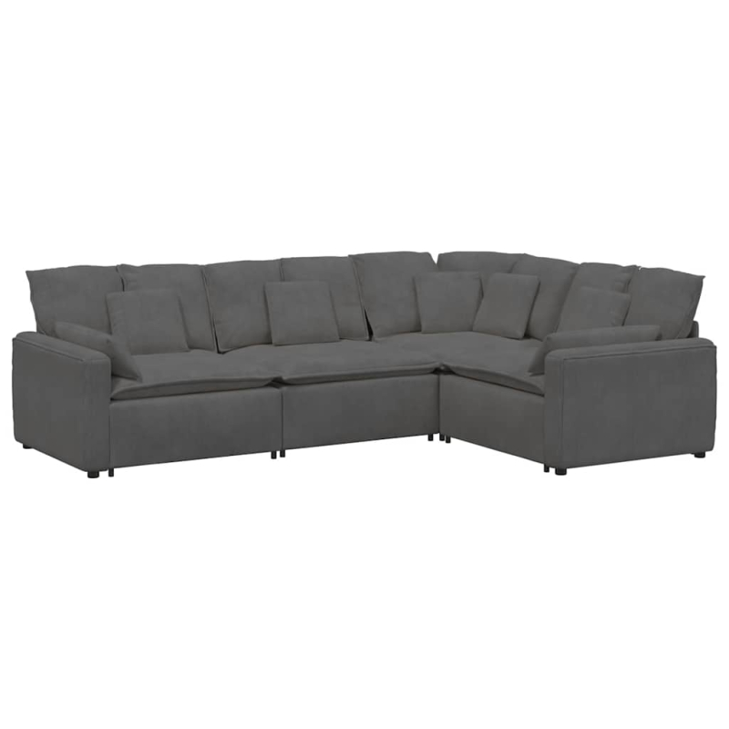 Modulares Sofa mit Kissen Cordstoff Dunkelgrau