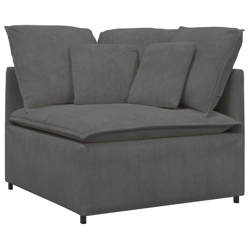Modulares Sofa mit Kissen Cordstoff Dunkelgrau