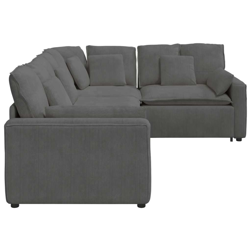 Modulares Sofa mit Kissen Cordstoff Dunkelgrau