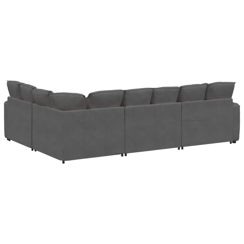 Modulares Sofa mit Kissen Cordstoff Dunkelgrau