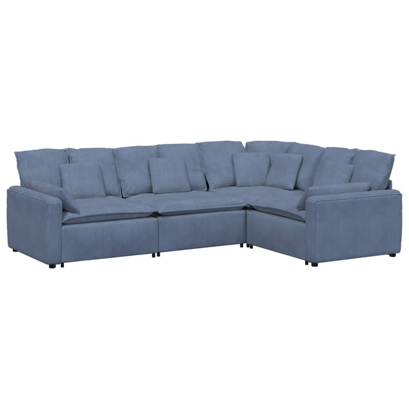 Modulares Sofa mit Kissen Cordstoff Blau